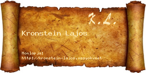 Kronstein Lajos névjegykártya
